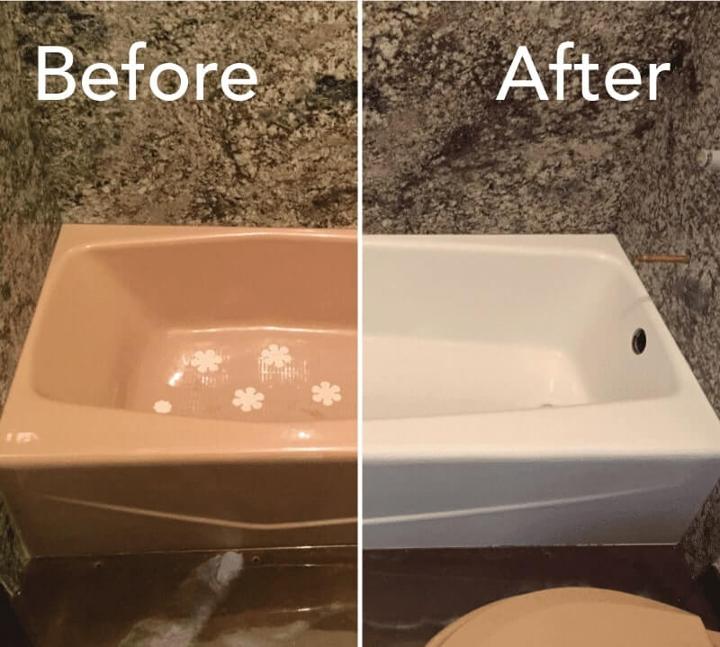 Picture of a porcelain bathtub refinished by our team in Mesa Arizona 