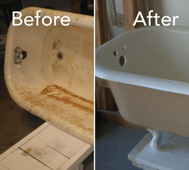 Picture of a clawfoot bathtub refinished by our Mesa team